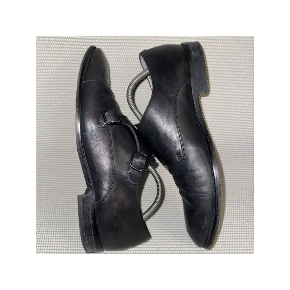 Hugo Boss Monk Double Strap Black Leather Comfort Dress Shoes Men’s Size 9 (42)